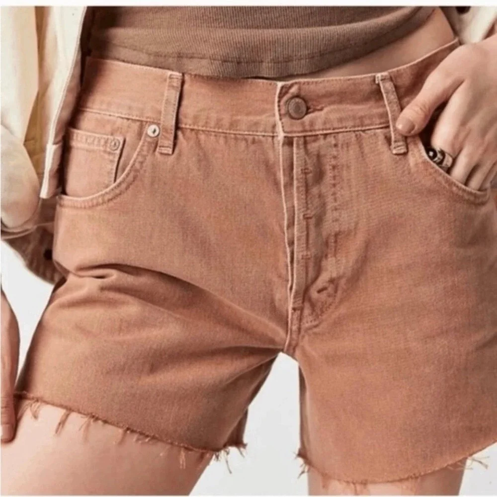 WE THE FREE By Free People Ivy Mid-Rise Button Fly Shorts Tan/Brown Size 29 NWT